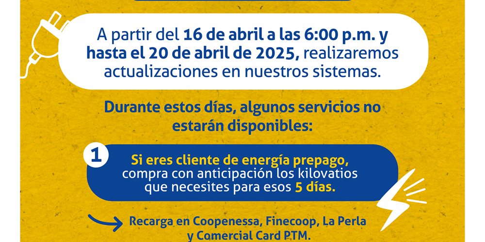Inactividad temporal de servicios de ESSA por actualizaciones en los sistemas