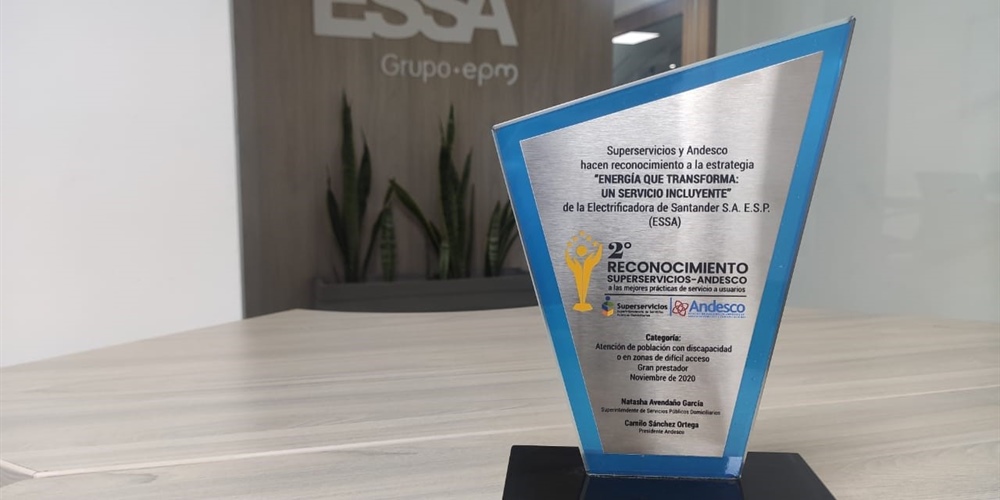 ESSA recibe con orgullo el reconocimiento de la Superservicios y Andesco por su atención incluyente