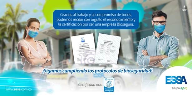 ESSA se certificó en Operaciones Bioseguras
