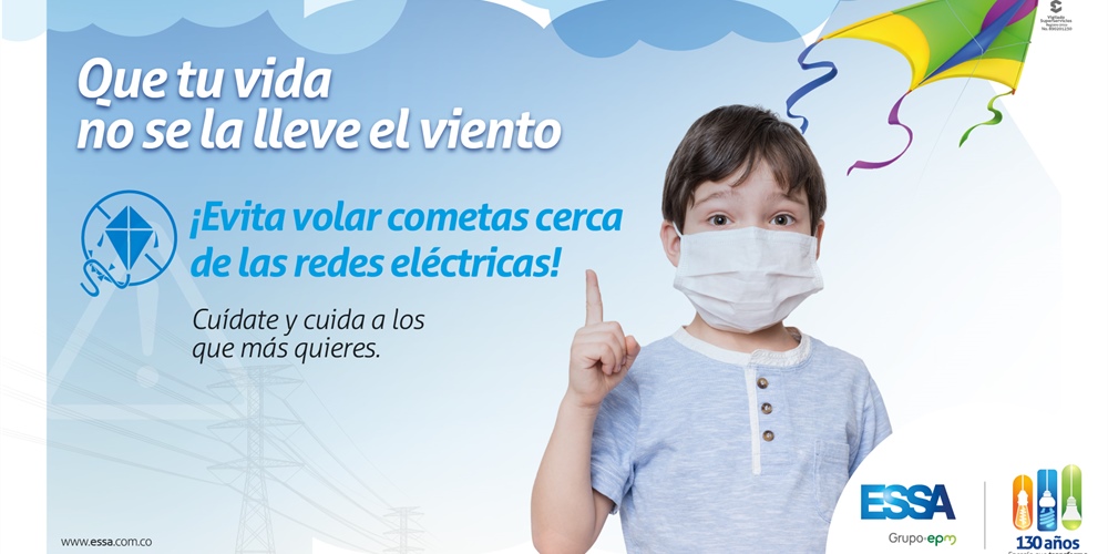Eleve sus cometas lejos de las redes de energía eléctrica
