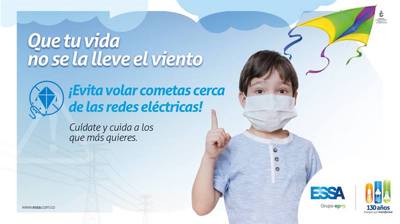 Eleve sus cometas lejos de las redes de energía eléctrica