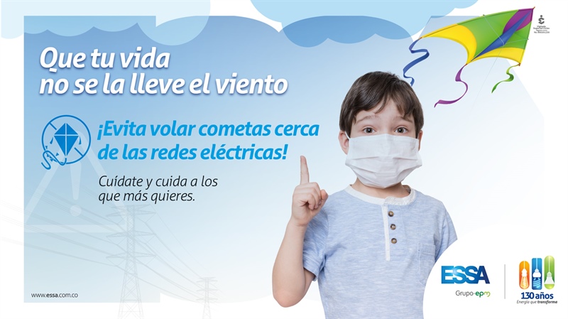 Eleve sus cometas lejos de las redes de energía eléctrica